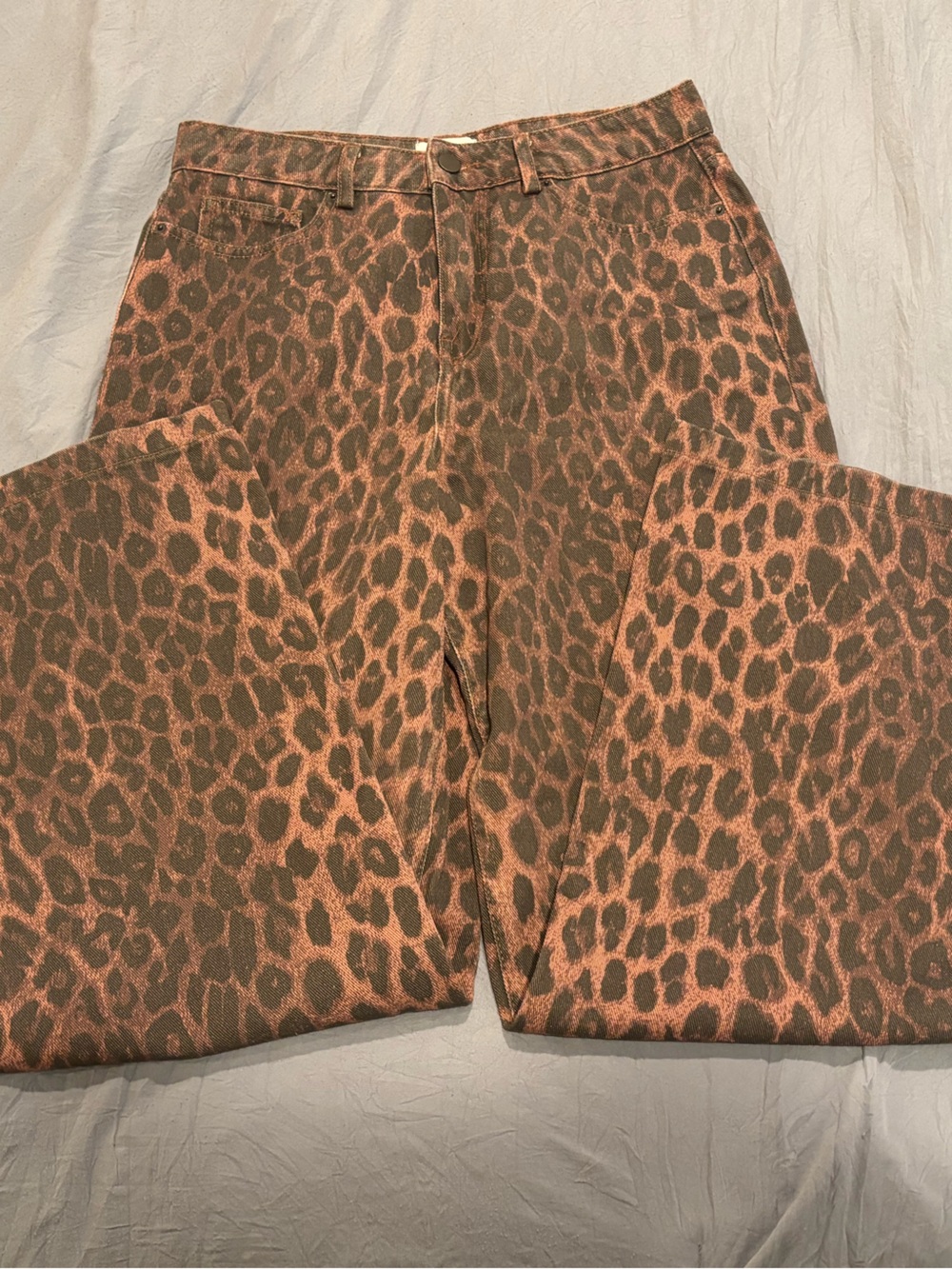 HUSH Leopard Print Wide Leg Pants Y2K Statement Animal Print